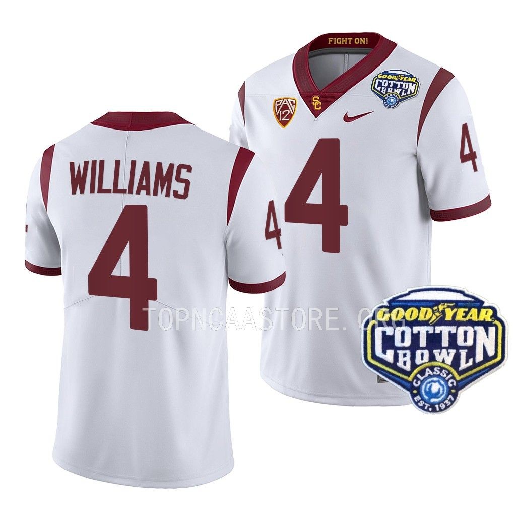 USC Trojans Cotton Bowl Mario Williams #4 White College Jersey TUALPGXV