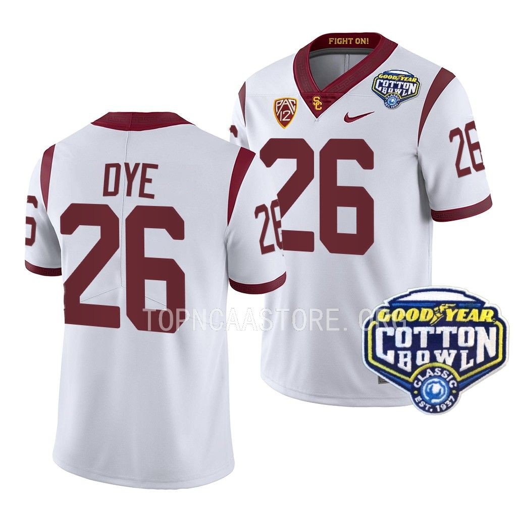 USC Trojans Cotton Bowl Travis Dye #26 White College Jersey VCH2AGXV