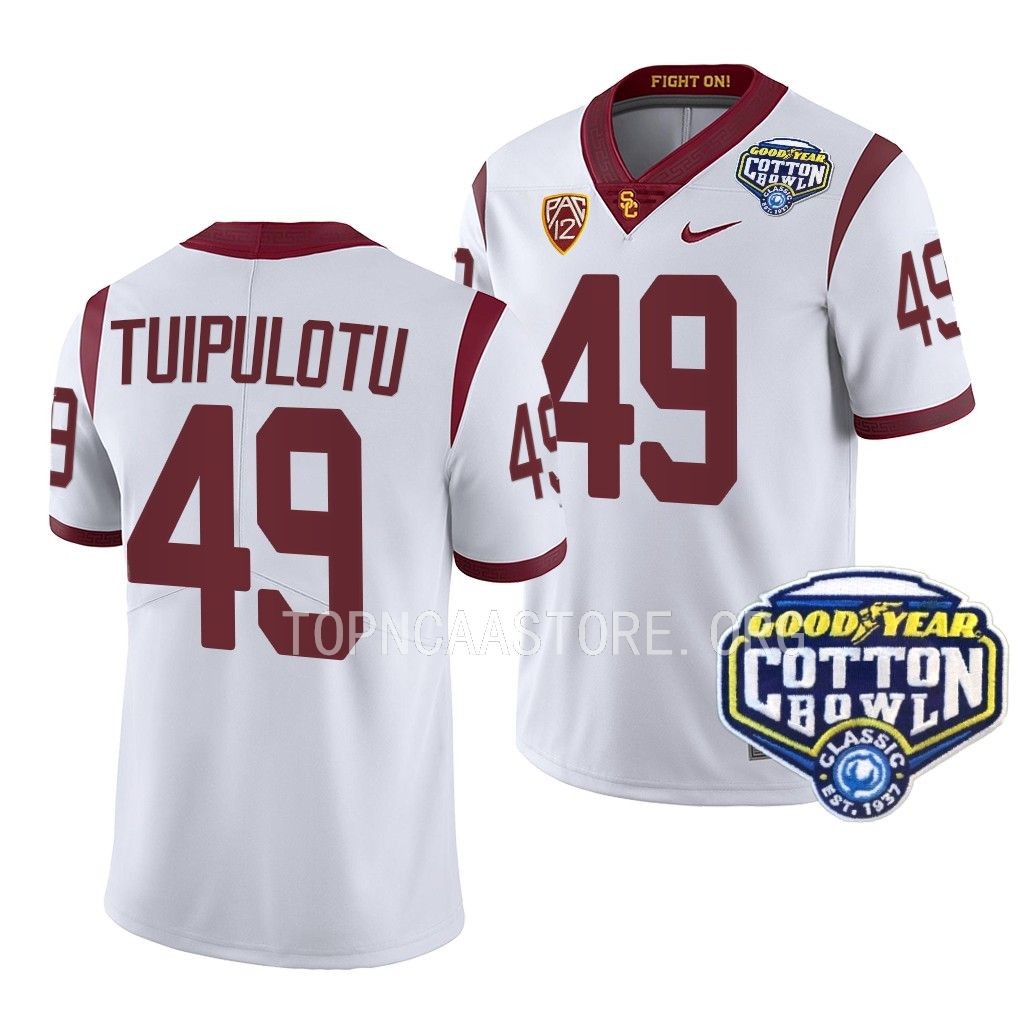 USC Trojans Cotton Bowl Tuli Tuipulotu #49 White College Jersey XTSNRGXV