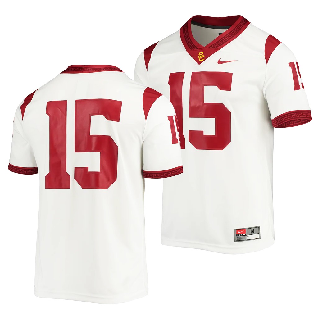 USC Trojans Custom 15 White College Game Jersey Men 2RCD1GXV