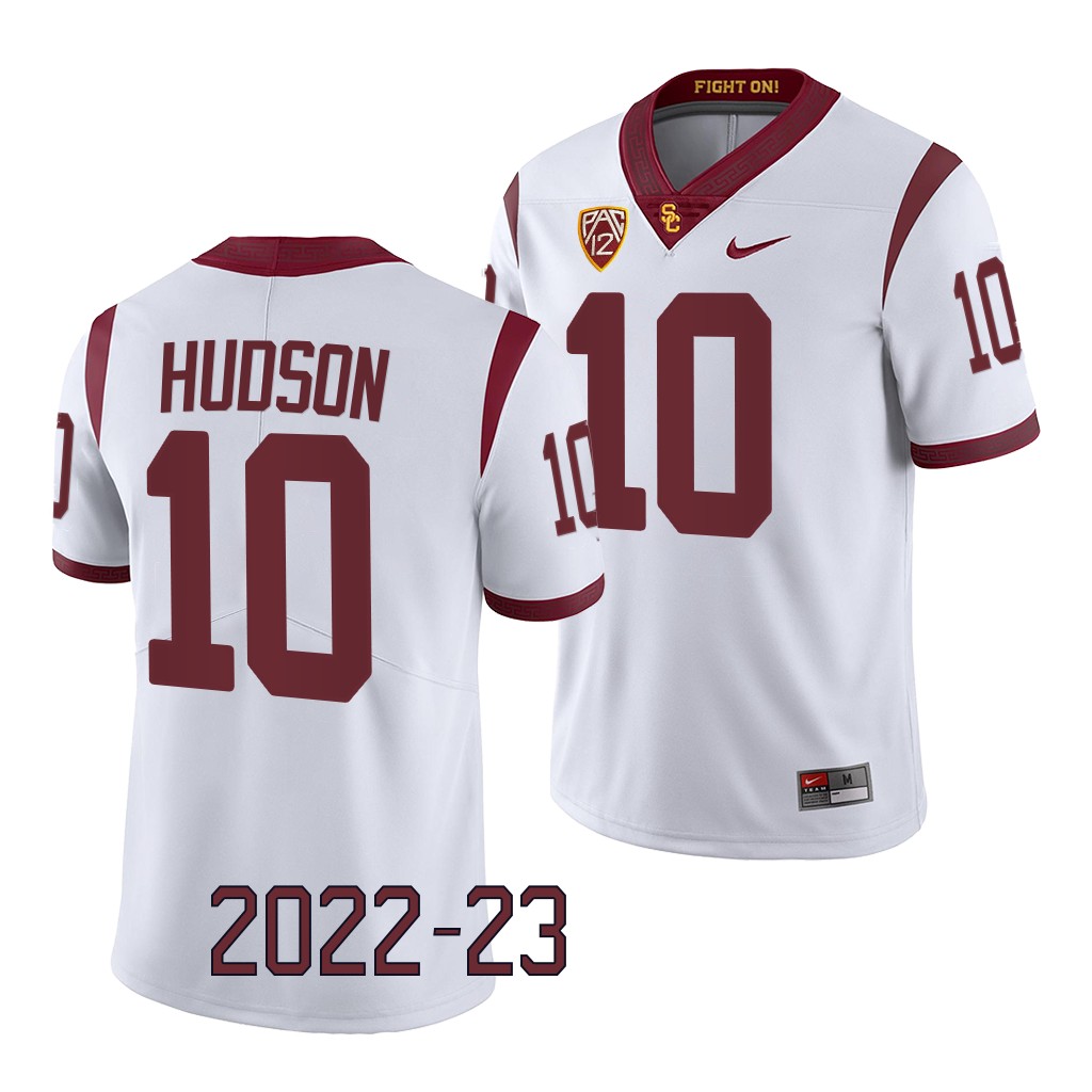 USC Trojans Kyron Hudson Jersey 2022-23 College White #10 Game Shirt CYOXBGXV