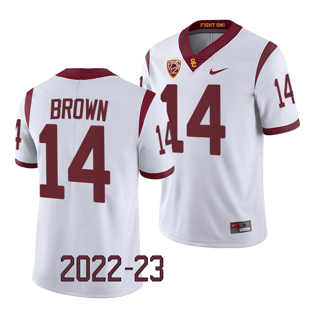 USC Trojans Raleek Brown Jersey 2022-23 College White #14 Game Shirt HOH8QGXV