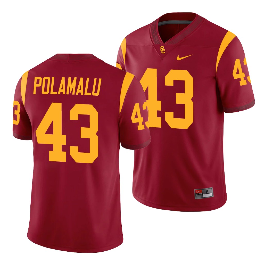 USC Trojans Troy Polamalu Cardinal College Alumni Player Game Jersey IX6Y3GXV