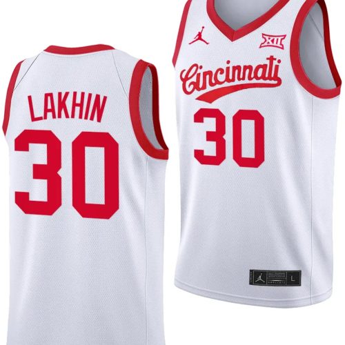 Viktor Lakhin Jersey #30 Cincinnati Bearcats 70s Throwback Basketball White UXDY8GXV