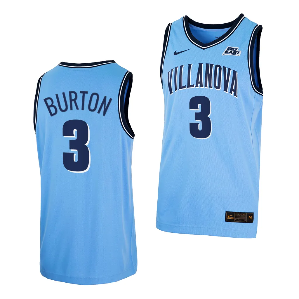 Villanova Wildcats Tyler Burton College uniform Blue #3 Jersey AWXWWGXV
