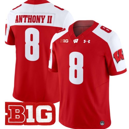Vinny Anthony II Jersey #8 Wisconsin Badgers Vapor Football Stitched Red Alternate MVWZ4GXV