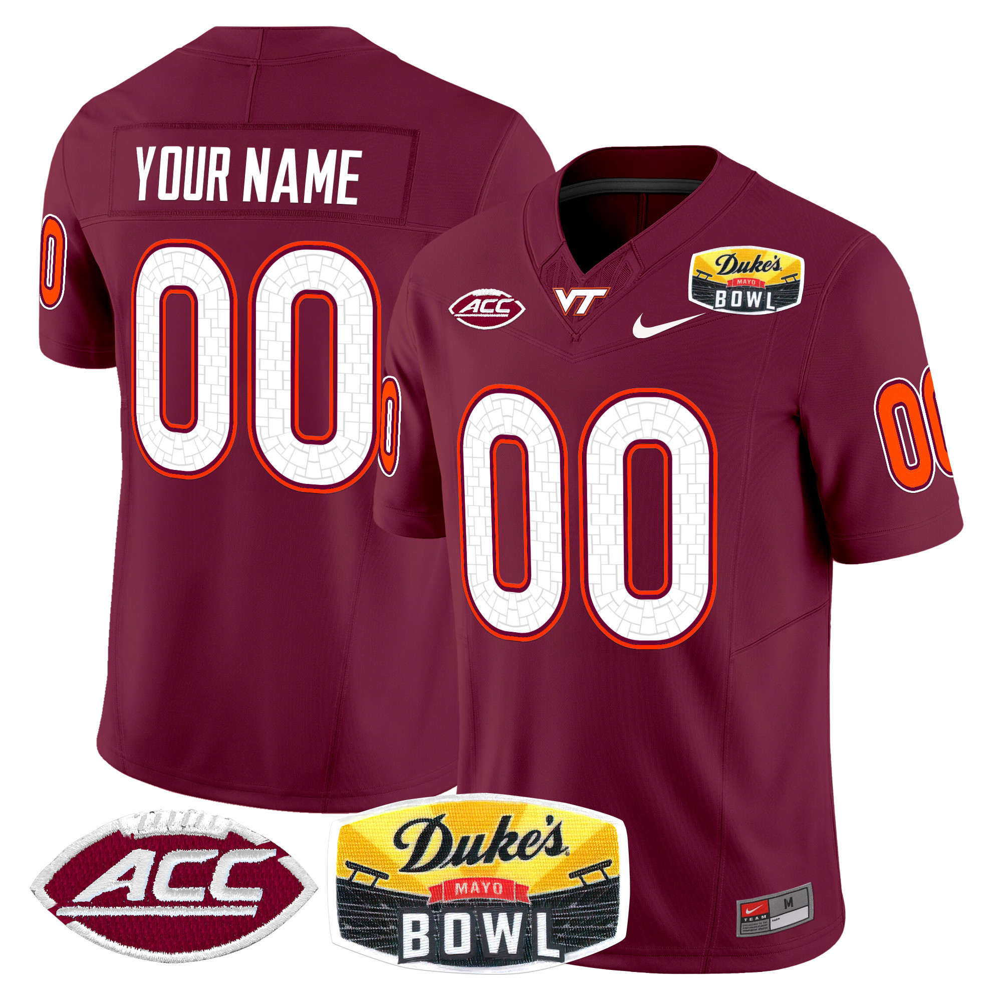 Virginia Tech Hokies 2025 Duke's Mayo Bowl Patch Vapor Limited Custom Jersey - All Stitched #3 FQHGUGXV