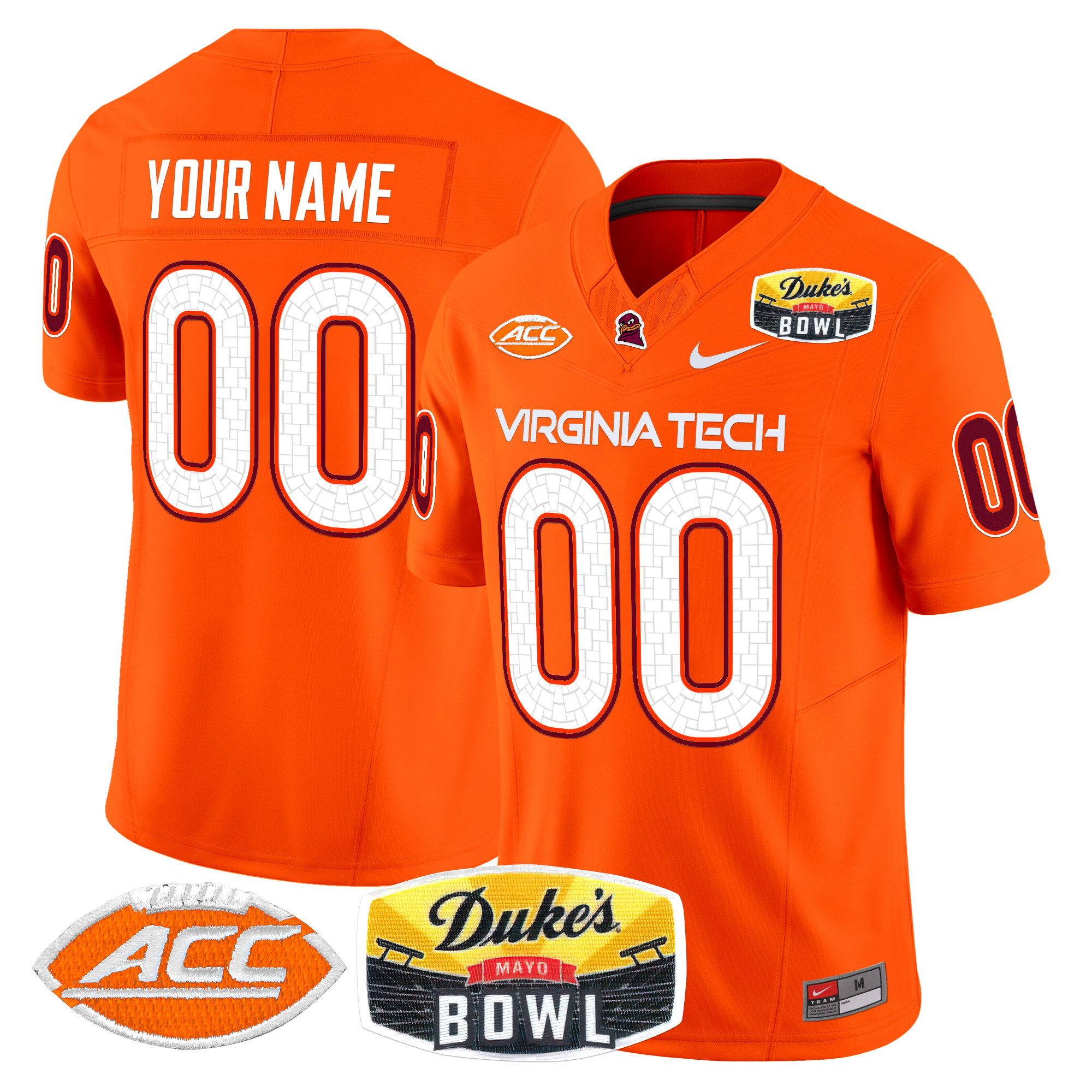 Virginia Tech Hokies 2025 Duke's Mayo Bowl Patch Vapor Limited Custom Jersey - All Stitched #4 DQIHGGXV