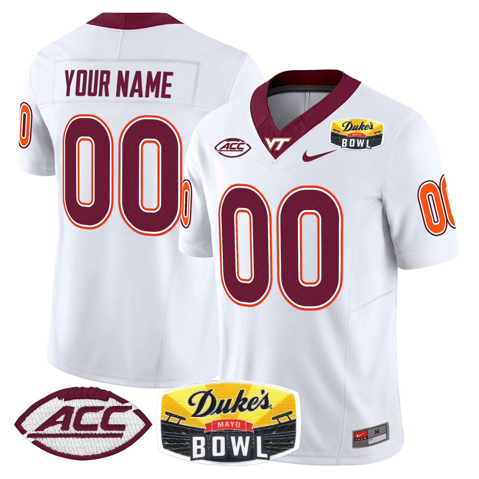 Virginia Tech Hokies 2025 Duke's Mayo Bowl Patch Vapor Limited Custom Jersey - All Stitched #5 RNC6OGXV