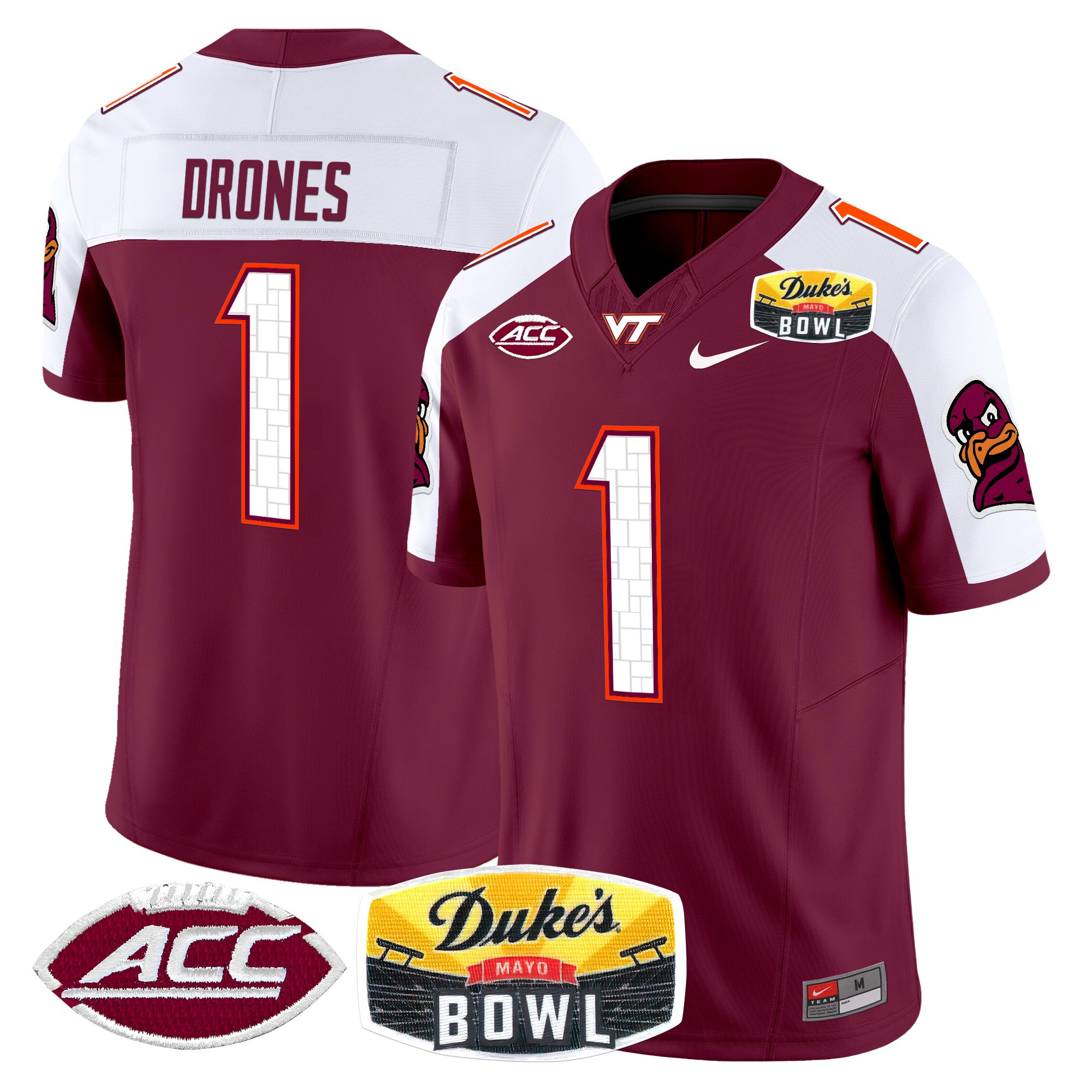 Virginia Tech Hokies 2025 Duke's Mayo Bowl Patch Vapor Limited Jersey - All Stitched #1 TPX2CGXV
