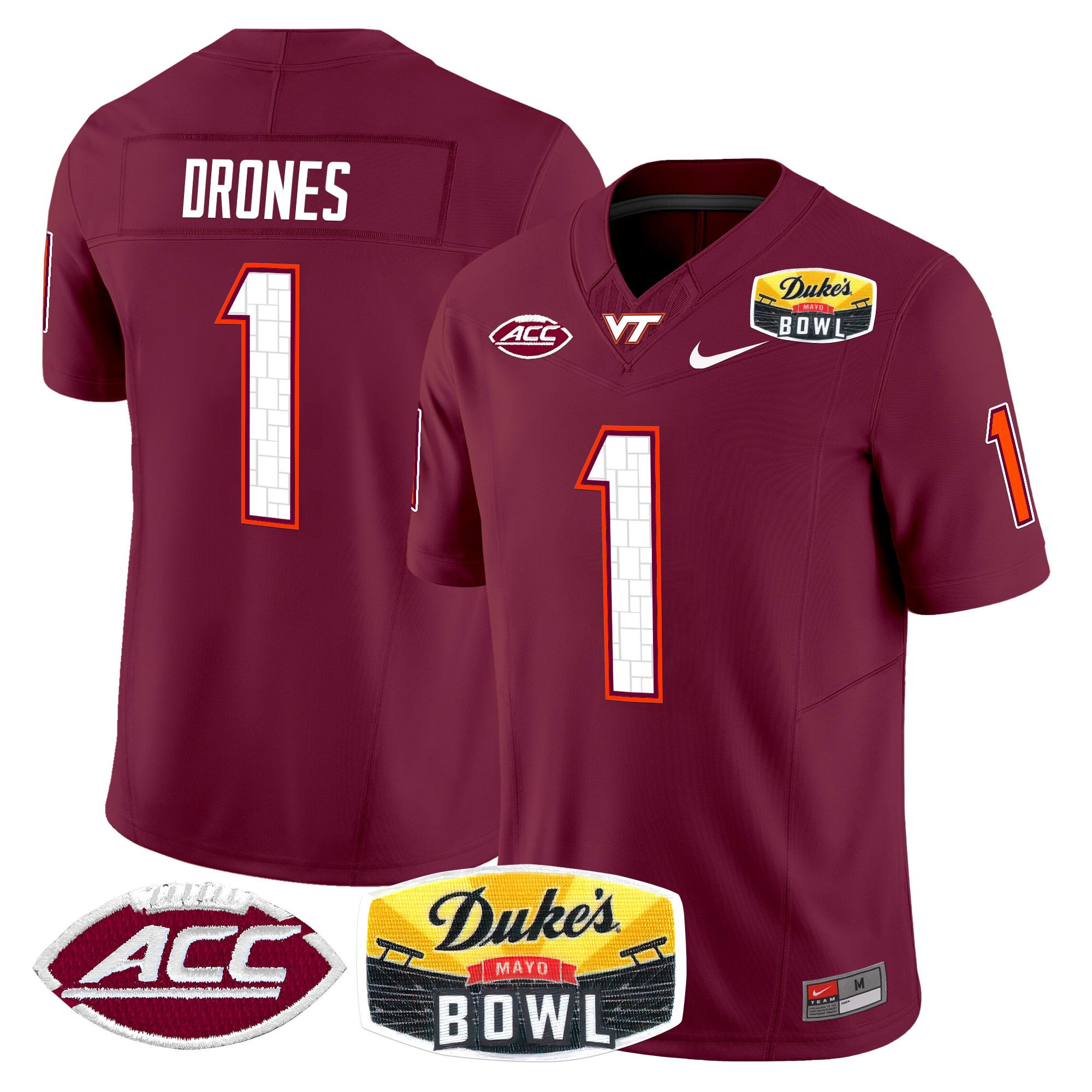 Virginia Tech Hokies 2025 Duke's Mayo Bowl Patch Vapor Limited Jersey - All Stitched #17 E1TGQGXV