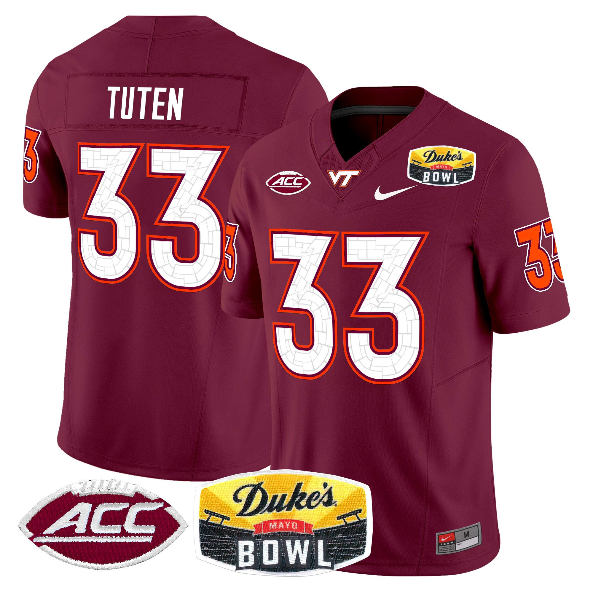 Virginia Tech Hokies 2025 Duke's Mayo Bowl Patch Vapor Limited Jersey - All Stitched #18 G2B9NGXV