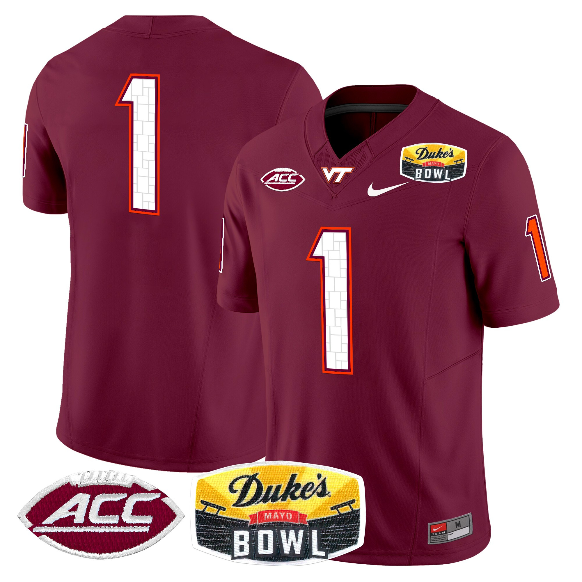 Virginia Tech Hokies 2025 Duke's Mayo Bowl Patch Vapor Limited Jersey - All Stitched #24 FVZXVGXV