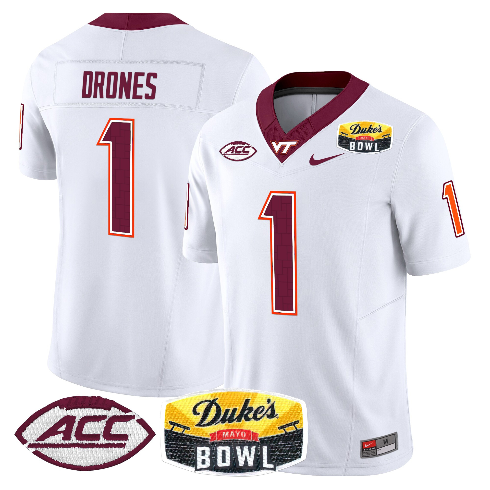 Virginia Tech Hokies 2025 Duke's Mayo Bowl Patch Vapor Limited Jersey - All Stitched #33 ADYY8GXV