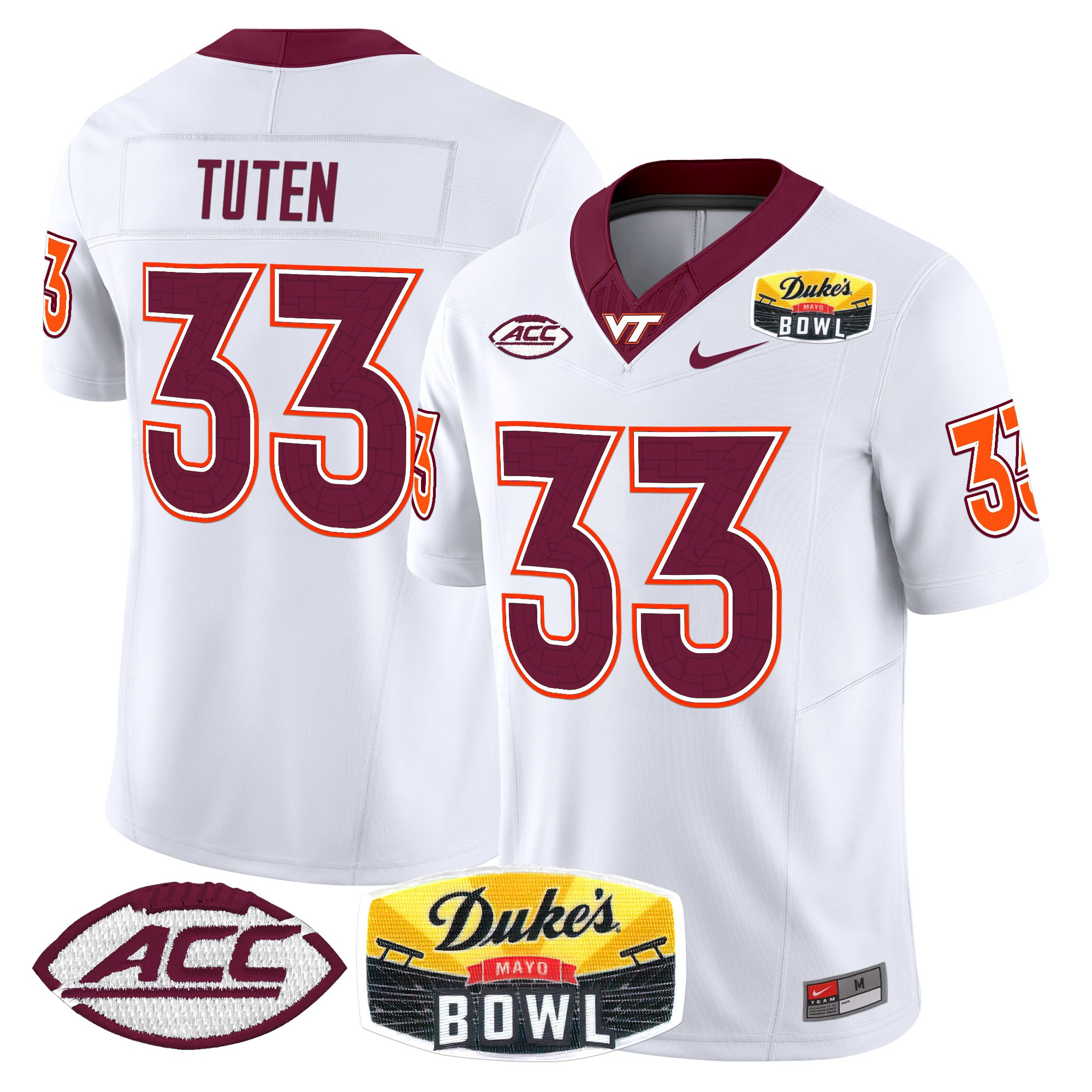 Virginia Tech Hokies 2025 Duke's Mayo Bowl Patch Vapor Limited Jersey - All Stitched #34 VGVF8GXV