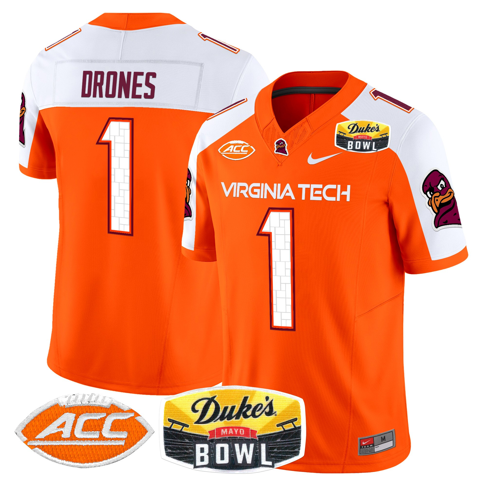 Virginia Tech Hokies 2025 Duke's Mayo Bowl Patch Vapor Limited Jersey - All Stitched #9 IUWNFGXV