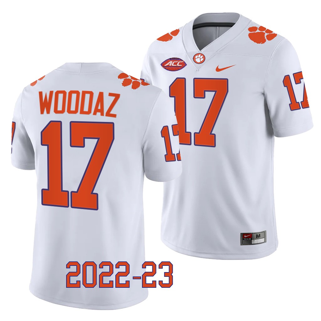 Wade Woodaz Clemson Tigers #17 White Jersey 2022-23 College Game Uniform 7EYKWGXV