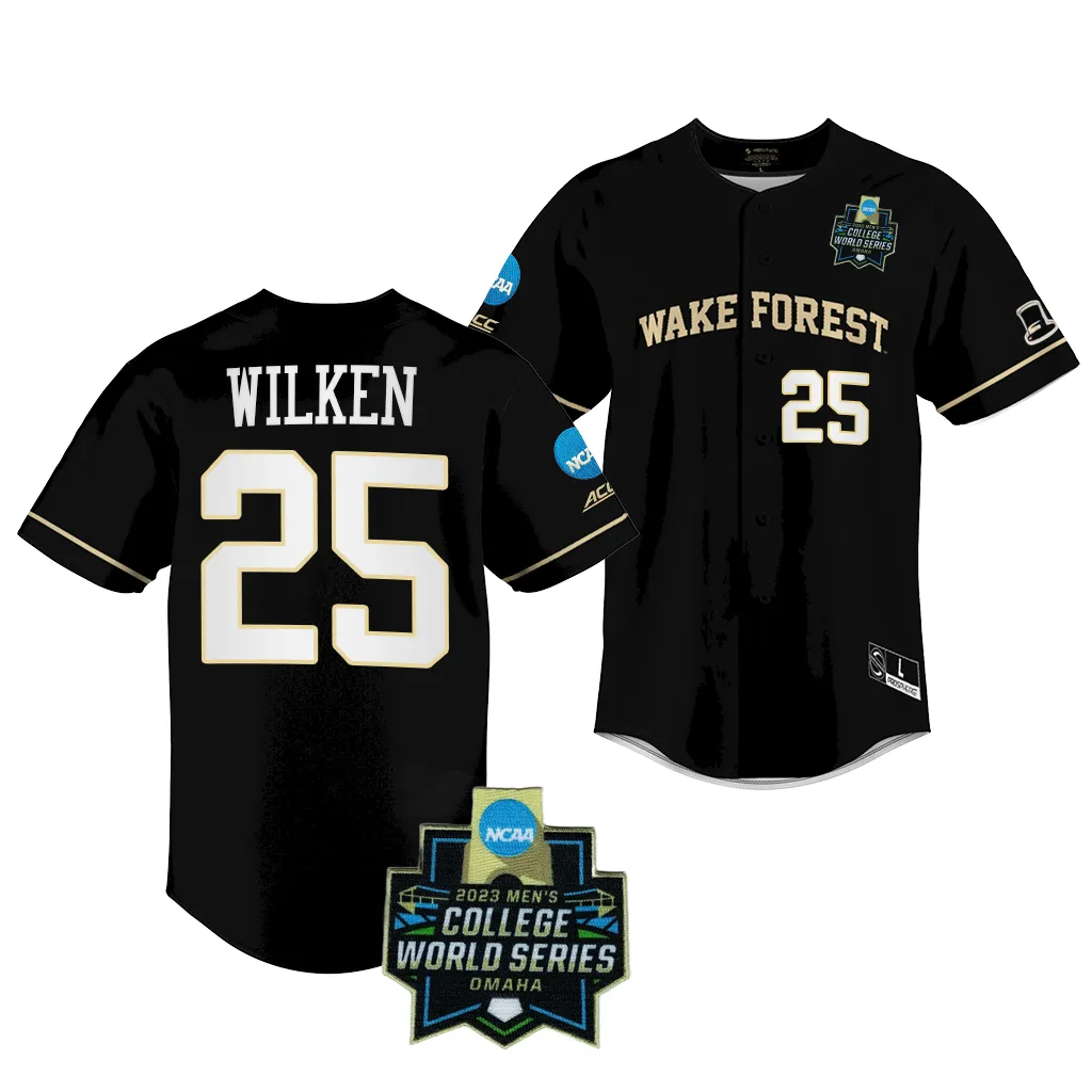 Wake Forest Demon Deacons Brock Wilken College World Series Black #25 Jersey UBFXMGXV
