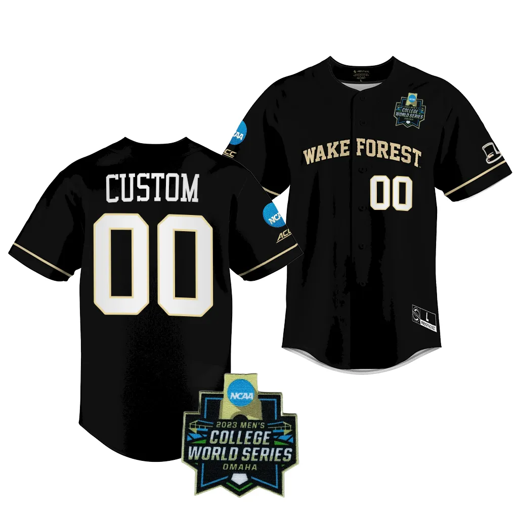 Wake Forest Demon Deacons Custom College World Series Black #00 Jersey ASMUPGXV