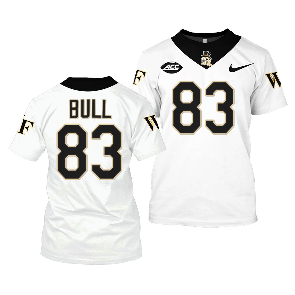 Wake Forest Demon Deacons Jaeger Bull College Jersey #83 White 2022-23 Shirt Uniform 5TDTIGXV