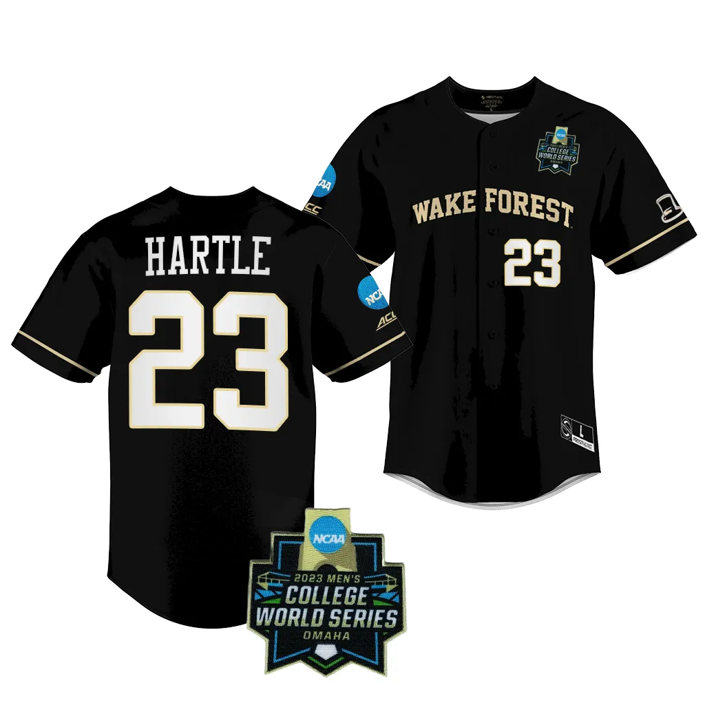 Wake Forest Demon Deacons Josh Hartle College World Series Black #23 Jersey 7295AGXV