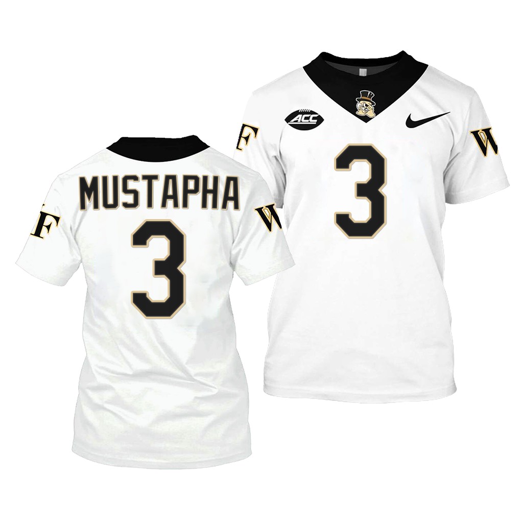 Wake Forest Demon Deacons Malik Mustapha College Jersey #3 White 2022-23 Shirt Uniform 7KRFBGXV