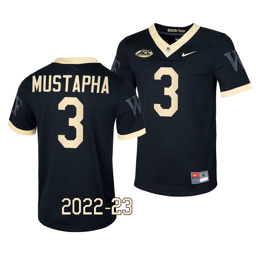 Wake Forest Demon Deacons Malik Mustapha Jersey 2022-23 Untouchable Game Black #3 Shirt M4HSJGXV
