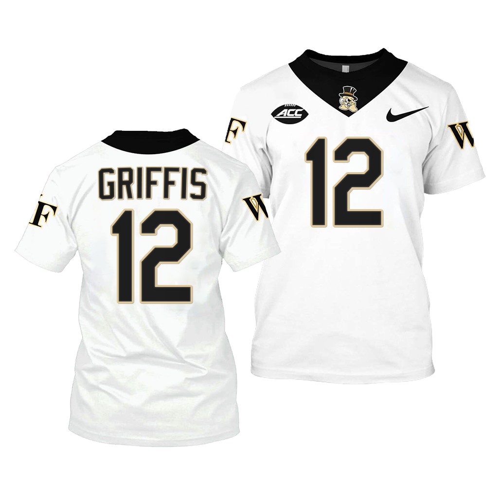 Wake Forest Demon Deacons Mitch Griffis College Jersey #12 White 2022-23 Shirt Uniform WRJKQGXV