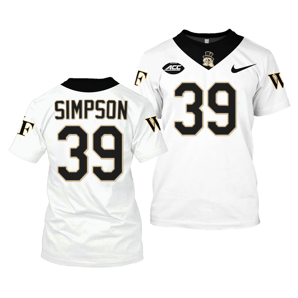 Wake Forest Demon Deacons Zavier Simpson College Jersey #39 White 2022-23 Shirt Uniform WWARXGXV
