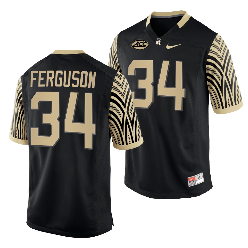 Walker Ferguson Wake Forest Demon Deacons #34 Black Jersey 2022-23 College Uniform DLH2IGXV