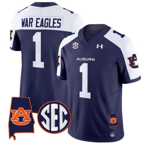War Eagles Jersey #1 Auburn Tigers SEC Patch Vapor Limited College Football Stitched Navy Alternate EXQEWGXV