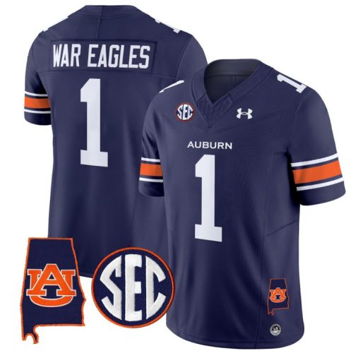 War Eagles Jersey #1 Auburn Tigers SEC Patch Vapor Limited College Football Stitched Navy ZEWVCGXV