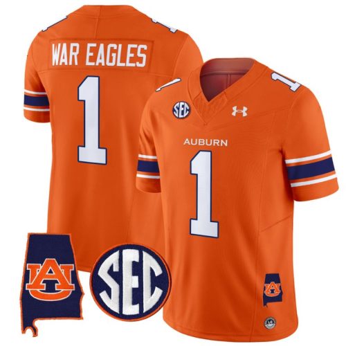 War Eagles Jersey #1 Auburn Tigers SEC Patch Vapor Limited College Football Stitched Orange XTS8HGXV