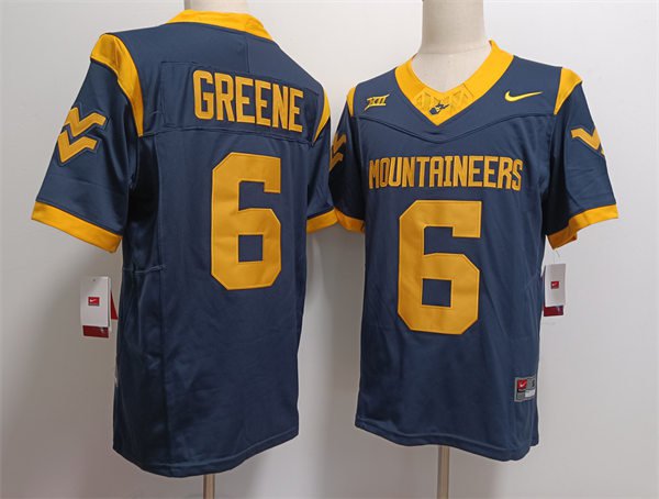 West Virginia Mountaineers #6 Garrett Greene Jersey Navy F.U.S.E. Limited Football MDNY4GXV