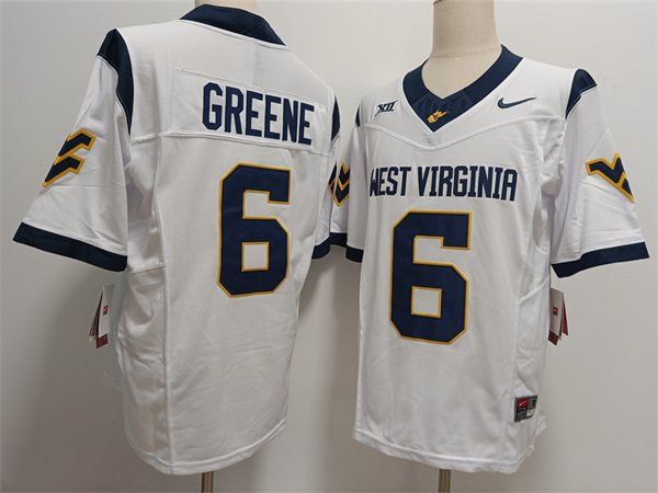 West Virginia Mountaineers #6 Garrett Greene Jersey White F.U.S.E. Limited Football N0WFLGXV