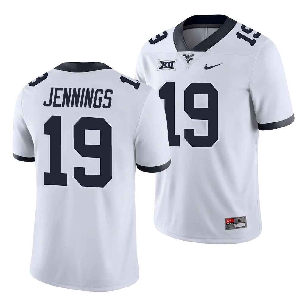 West Virginia Mountaineers Ali Jennings White Game College Jersey VS4UZGXV