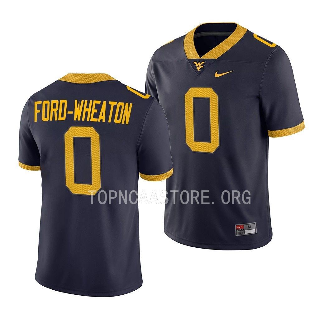 West Virginia Mountaineers Bryce Ford-Wheaton College Jersey #0 Navy Game Uniform WMOE8GXV