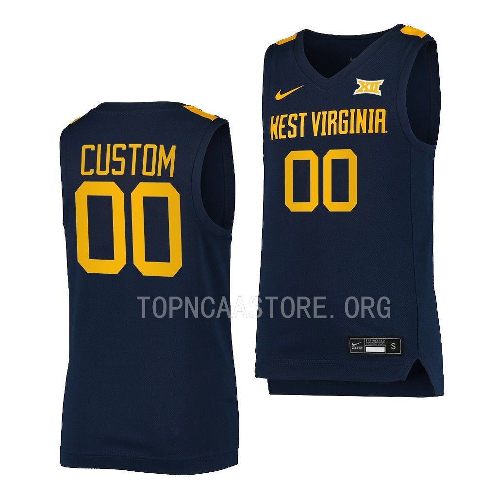 West Virginia Mountaineers Custom College uniform Navy #00 Jersey 2022-23 2V4CBGXV