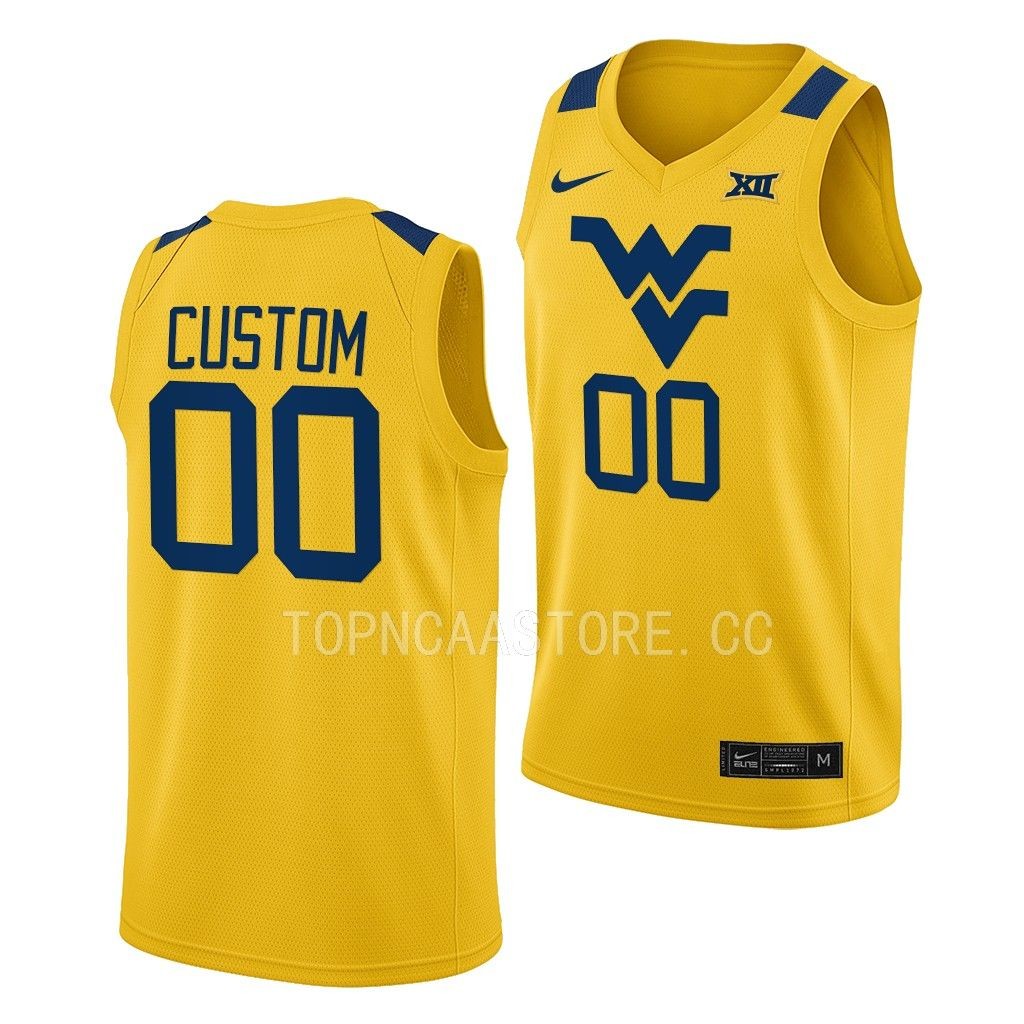 West Virginia Mountaineers Custom Gold #00 Jersey 2022-23 Alternate PZYODGXV