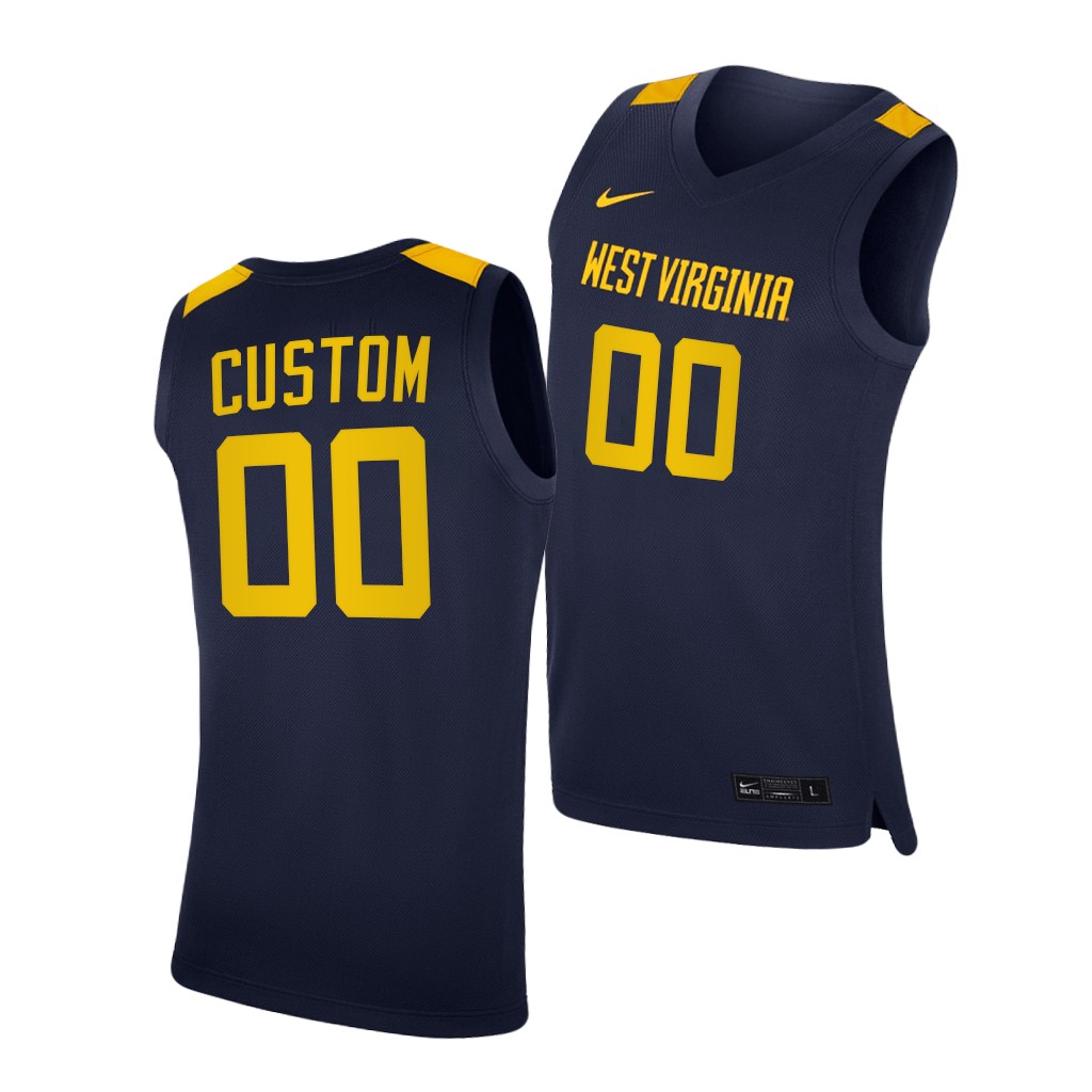 West Virginia Mountaineers Custom Navy -21 College Jersey Men 9BMIYGXV