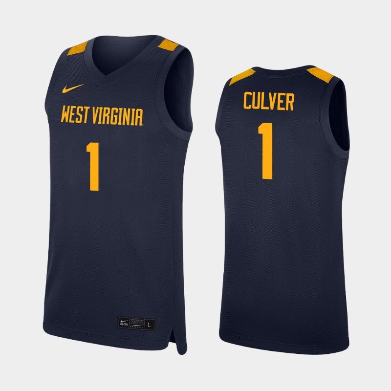 West Virginia Mountaineers Derek Culver Navy College Jersey RZUW3GXV