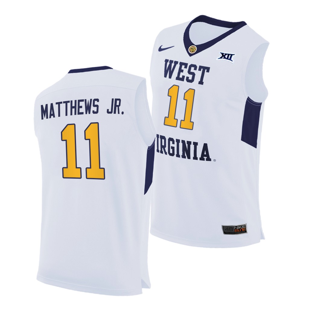 West Virginia Mountaineers Emmitt Matthews Jr. White -21 Home Jersey Men FPKESGXV