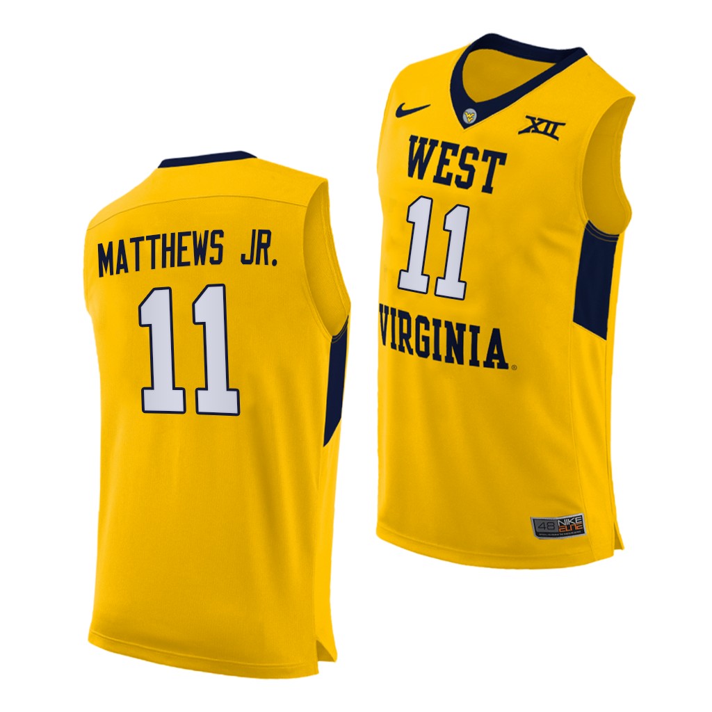 West Virginia Mountaineers Emmitt Matthews Jr. Yellow -21 Alternate Jersey Men NQCNEGXV