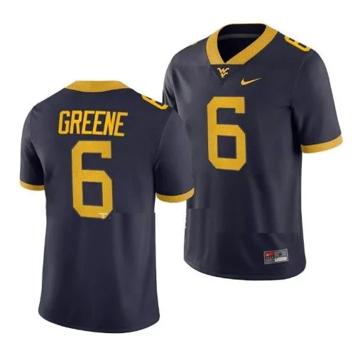 West Virginia Mountaineers Garrett Greene Jersey #6 College Football Navy Game Uniform VTEJGGXV