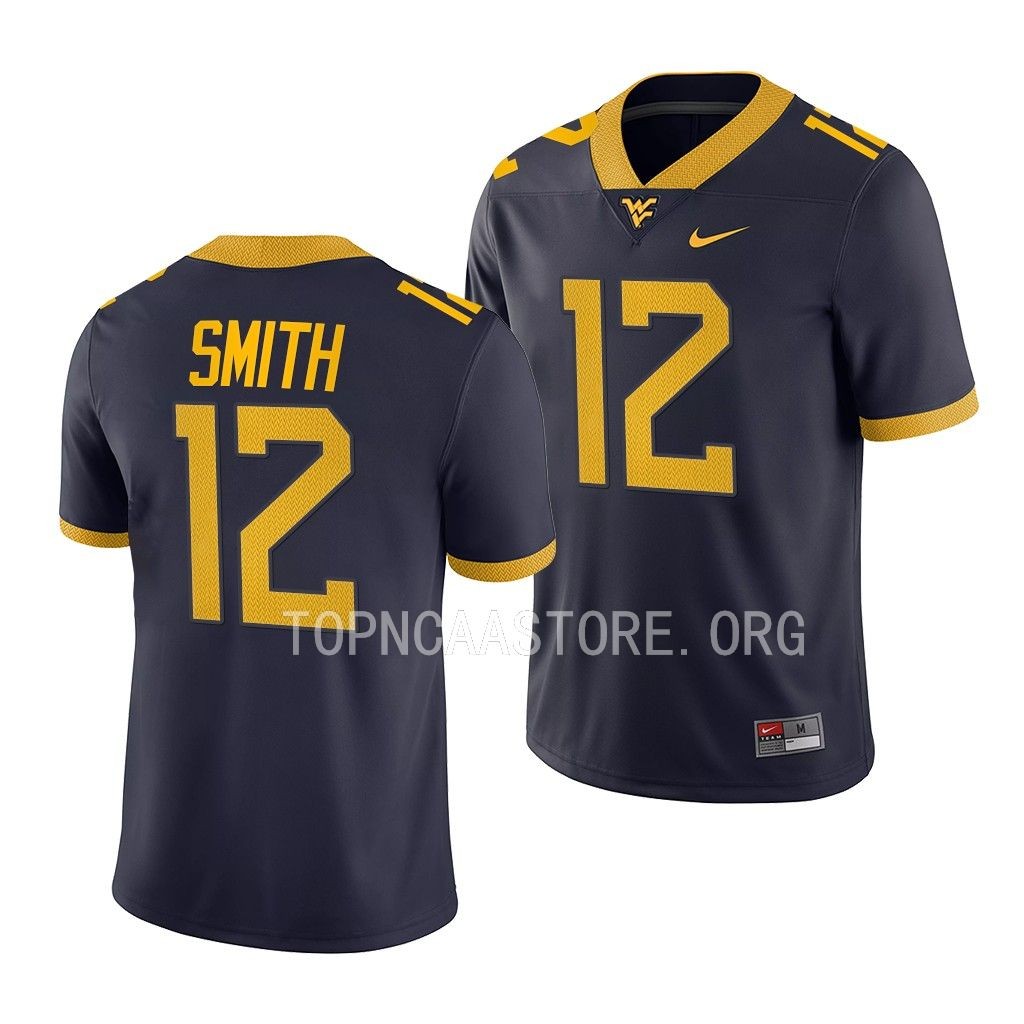 West Virginia Mountaineers Geno Smith College Jersey #12 Navy Game Uniform TXIV2GXV