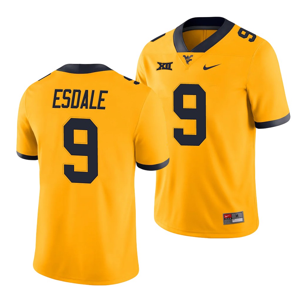 West Virginia Mountaineers Isaiah Esdale 9 Gold Throwback Alternate Game Jersey ZCEOFGXV