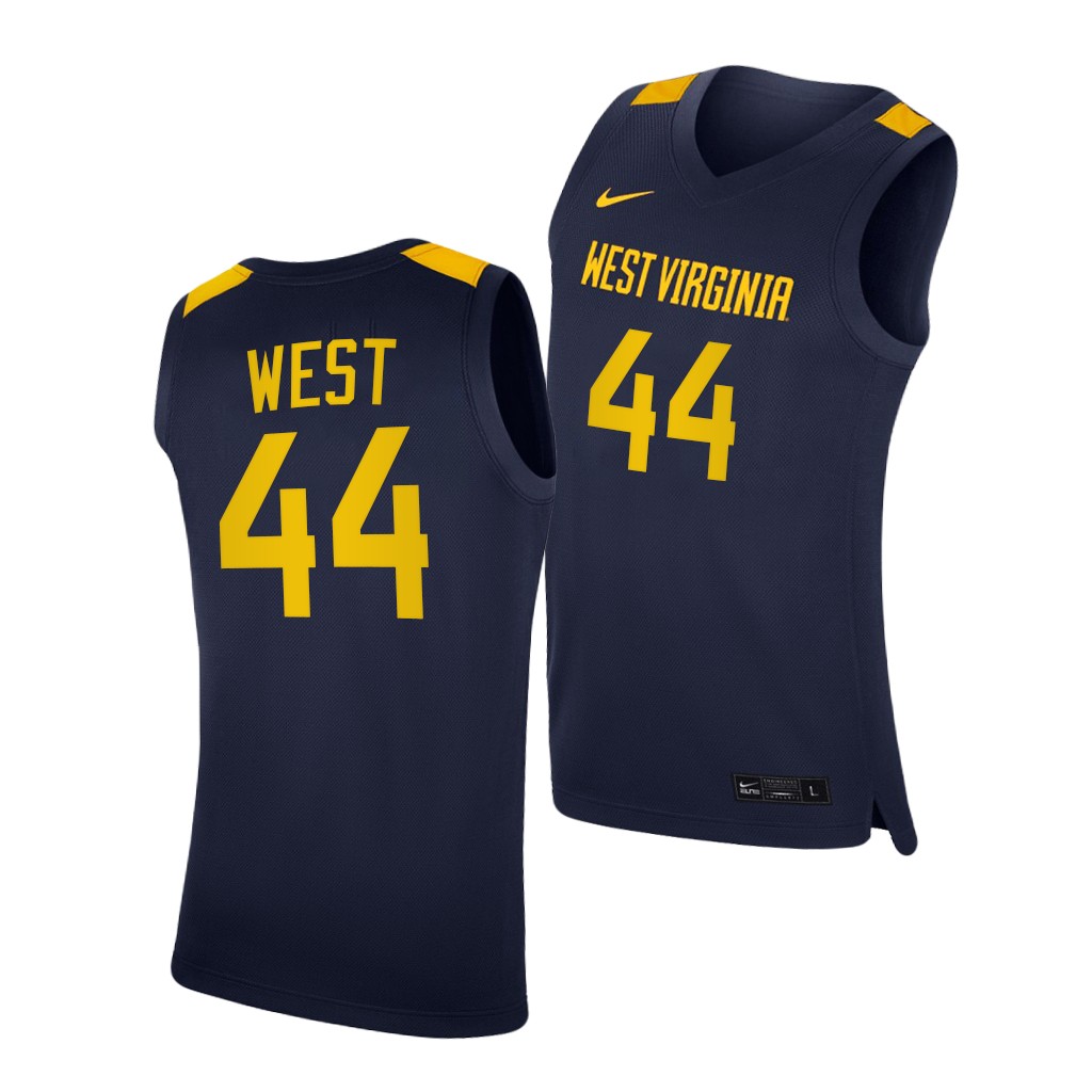 West Virginia Mountaineers Jerry West Navy College Jersey Men JZXJAGXV