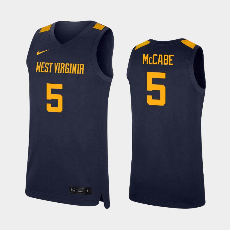 West Virginia Mountaineers Jordan McCabe Navy College Jersey PCTIRGXV