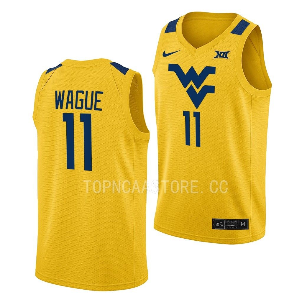 West Virginia Mountaineers Mohamed Wague Gold #11 Jersey 2022-23 Alternate YMFWCGXV