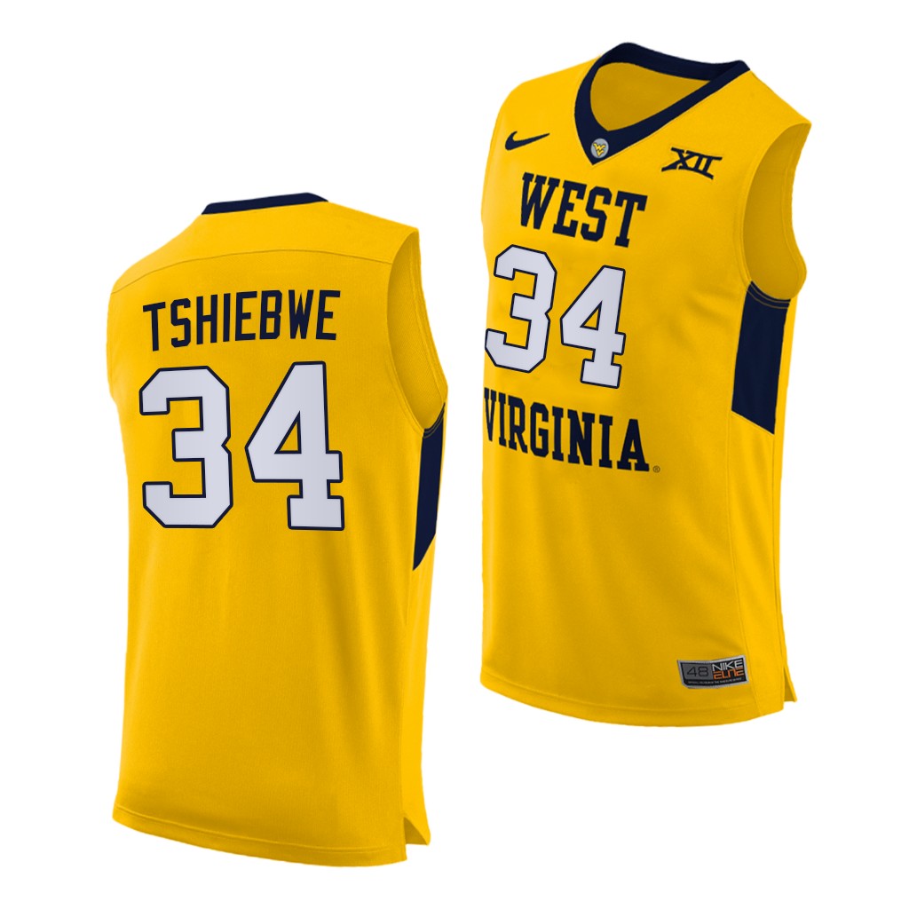 West Virginia Mountaineers Oscar Tshiebwe Yellow -21 Alternate Jersey Men FEEHNGXV